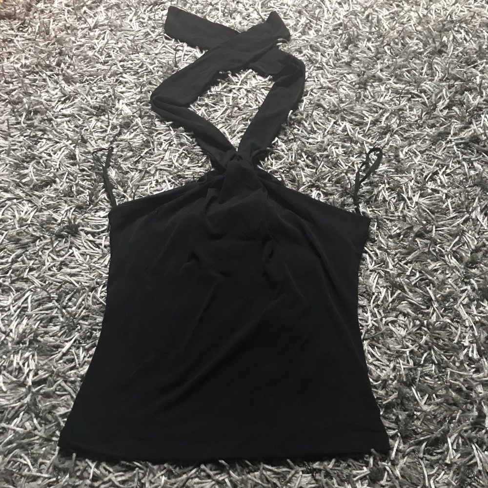 Black Necktie Halter Top